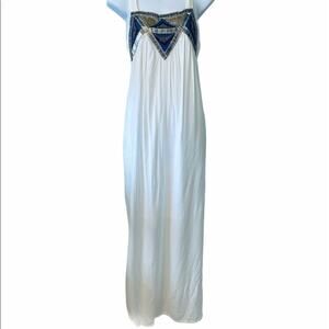 NWT Wayan natural wear white beaded maxi dress